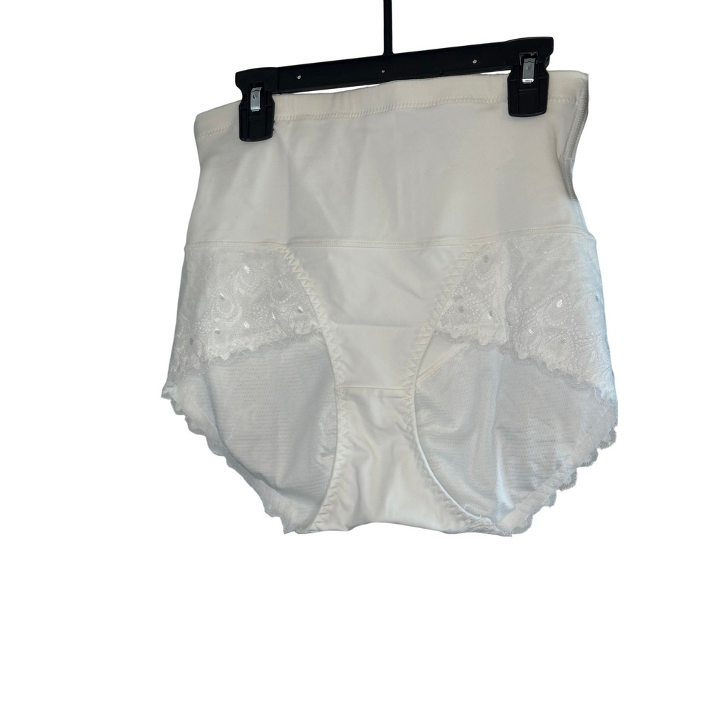 Shaper Panties High‎ Waisted Lace Trim Tummy Control Smoothing Brief White L